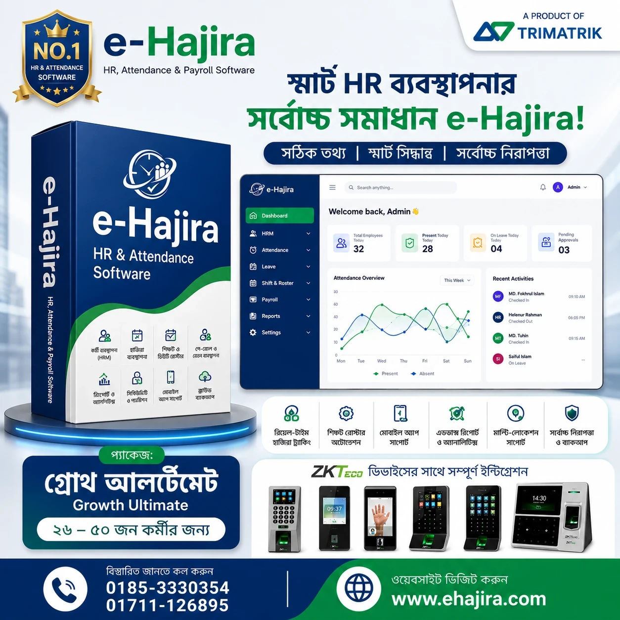 HR, Payroll & Attendance Management Software for 26–50 Employees | eHajira Growth Ultimate