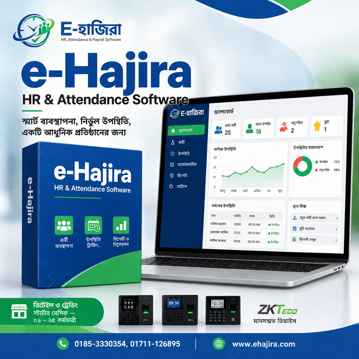eHajira: Smart HR & Payroll Solution Software for (01–25) Employees | Retail & Trading — Starter Basic
