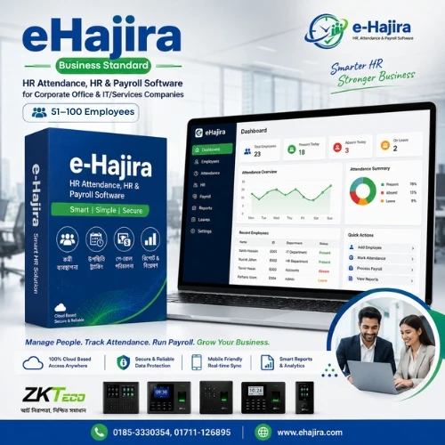 eHajira Business Standard – HR Attendance & Payroll Software for Corporate Office & IT/Services companies (51–100) Employee