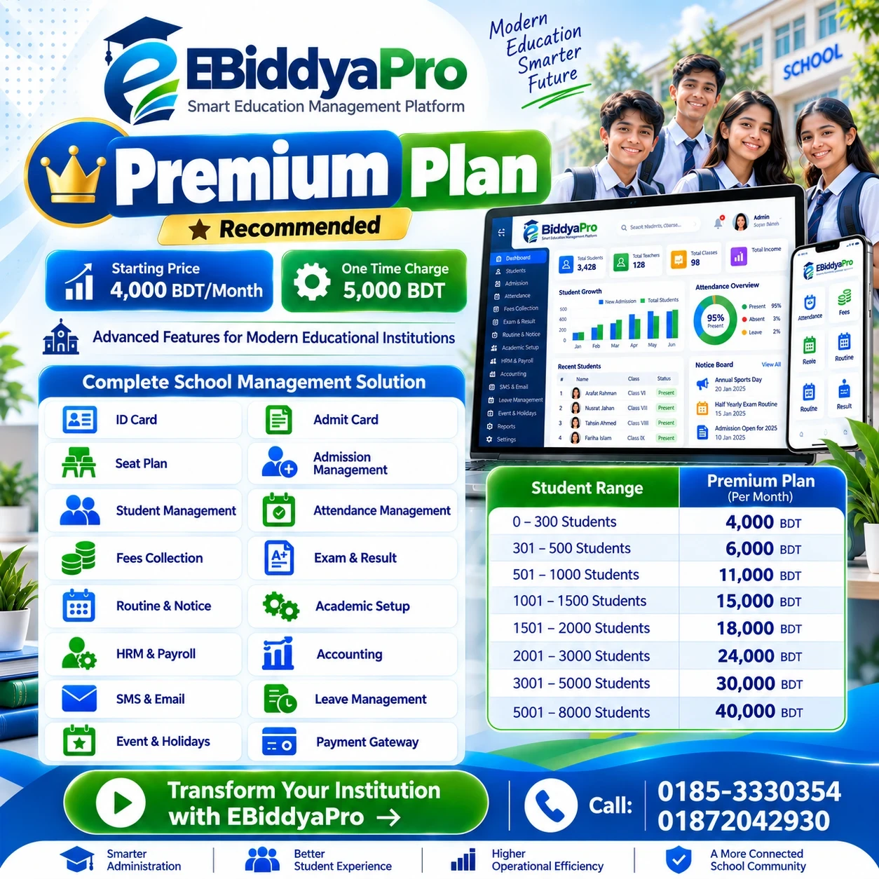 EBiddyaPro Premium Plan – Complete Education Management Platform